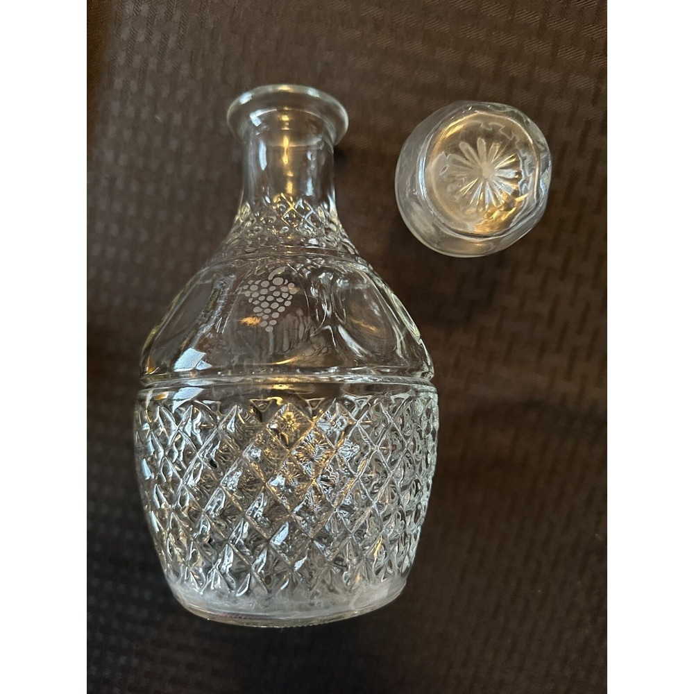 Vintage Crown Royal Liquor Decanter Sealed Stopper Cut Glass Rare Unused 10"X 5"